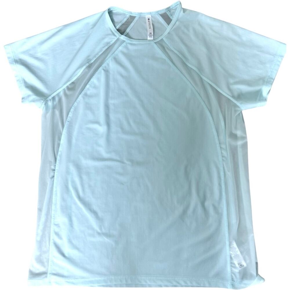 NWOT ATHLETA Oasis Blue Ultimate Hybrid Short Sleeve Tee with Mesh Size XS